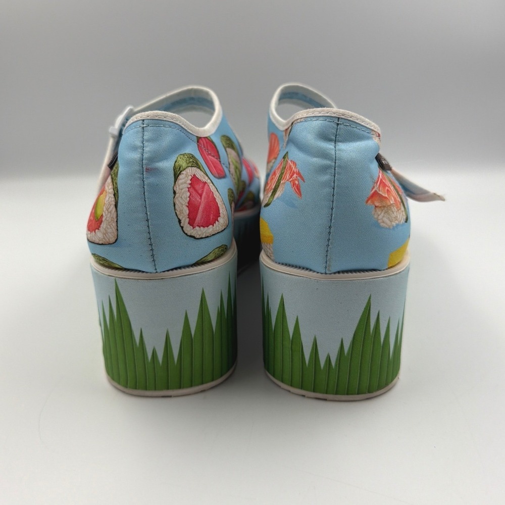 Hot Chocolate Design Sushi Mary Jane Platform Shoes Blue Novelty Women's Size 11 - Picture 4 of 9